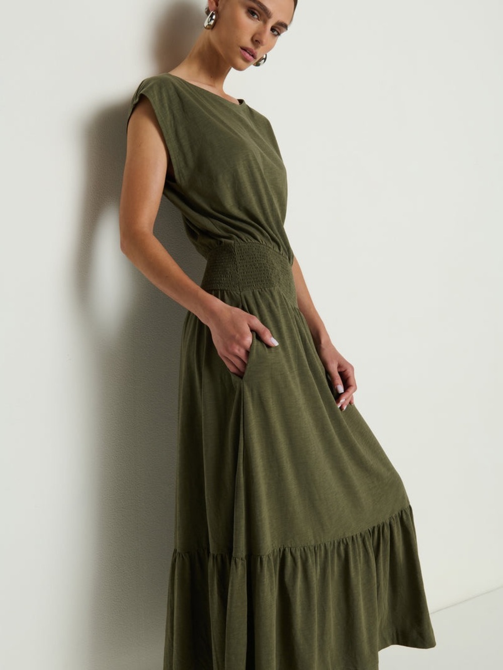 Nation Los Angeles Evonne Maxi Dress NWT XS Olive Green